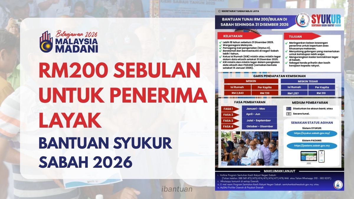 RM200 SEBULAN UNTUK PENERIMA LAYAK BANTUAN SYUKUR SABAH 2026